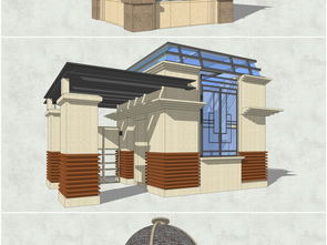 精选14款超精细欧式景观岗亭SU模型
